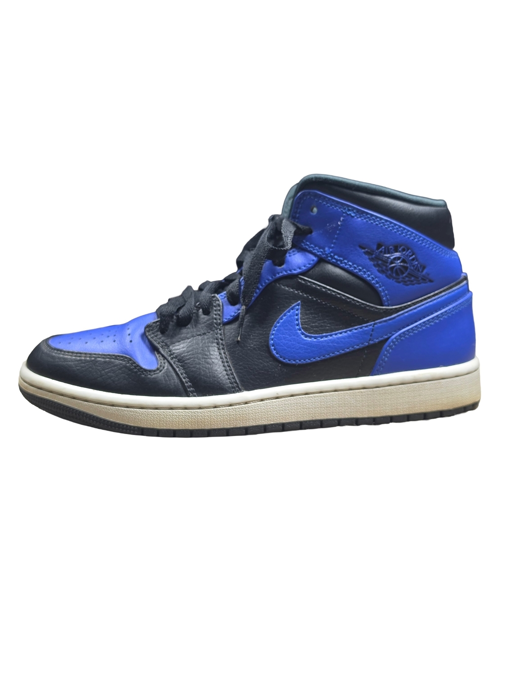 Nike Air Jordan 1 Mid Hyper Royal Black Blue Leather Size 8 Men